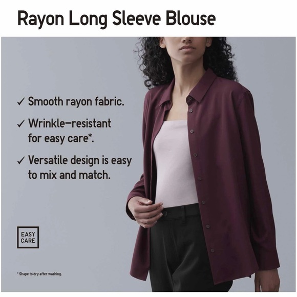 UNIQLO Rayon Long-Sleeve Blouse - Picture 11 of 12
